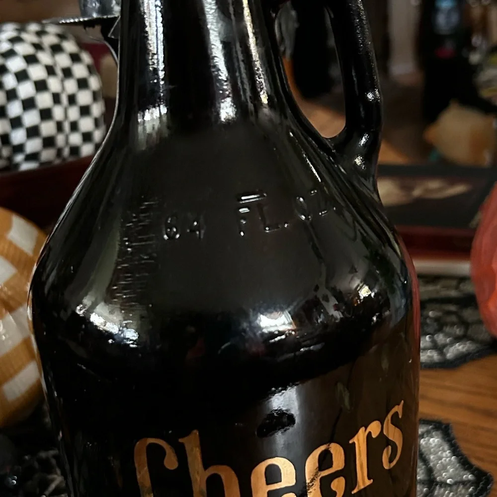 Vintage Brown Glass Bottle CHEERS FOR BEERS